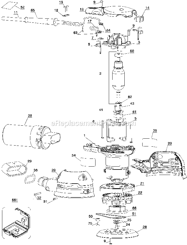 Porter Cable 353 (Type 2) 5in Sander Power Tool Page A Diagram
